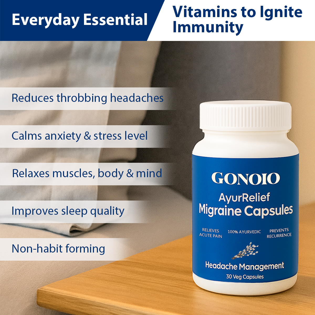 GONOIO™ AyurRelief Migraine Capsules